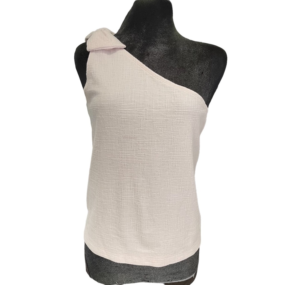 J Crew One Shoulder Ribbon Bow Pink Top Size XL